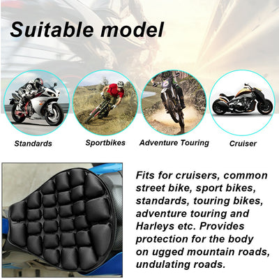 Motorcycle Seat Cushion Air Seats Pressure Relief, Water Fillable Cooling Down Seat Pad,Shock Absorption, Water Inflatable Suitable for Cruiser Touring Saddles