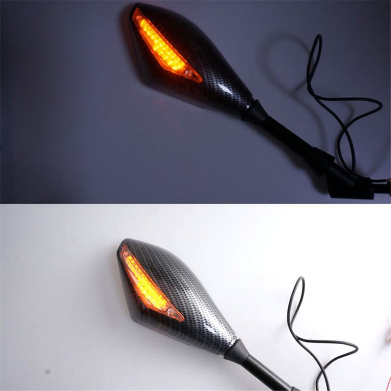 Universal Motorcycle 10MM Rearview Side Mirrors With Integrated LED Turn  Signals Lights Suitable for Street Bikes Cruiser Scooters Honda Kawasaki